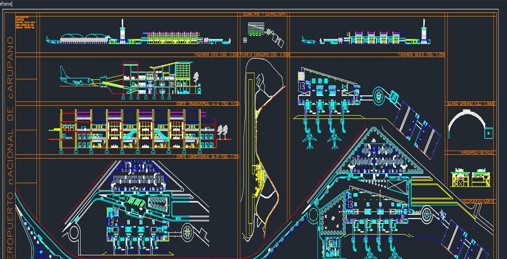 دانلود فایل اتوکد پروژه‌های فرودگاه بین‌المللی DWG | نقشه کامل معماری در AutoCAD