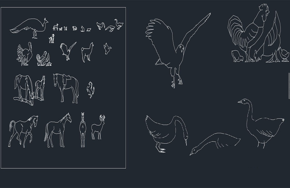 دانلود مجموعه بلوک‌های حیوانات اتوکد (Different Animals CAD Blocks DWG)