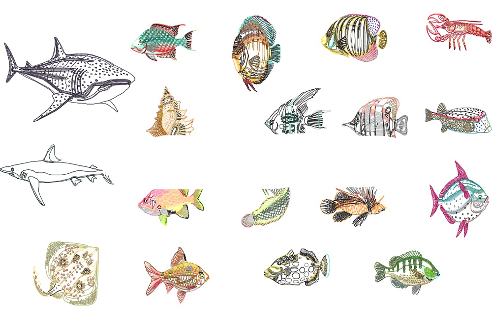 دانلود مجموعه نقشه ماهی‌های دریایی اتوکد (Sea Fish Drawings DWG Download)