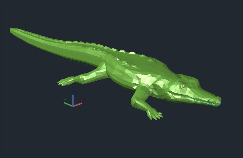 دانلود مدل سه‌بعدی کروکودیل اتوکد (Crocodile 3D DWG Drawing)