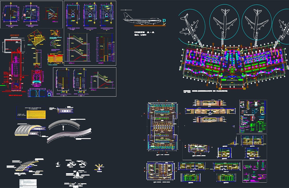 دانلود فایل معماری پروژه کامل فرودگاه DWG اتوکد | Airport Architecture Topological Full Project
