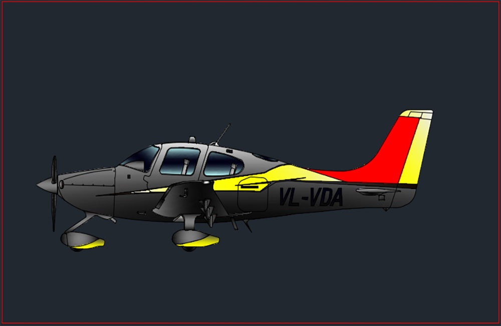 دانلود نقشه اتوکد هواپیمای Cirrus DWG دو‌بعدی | Cirrus Aircraft 2D DWG Drawing