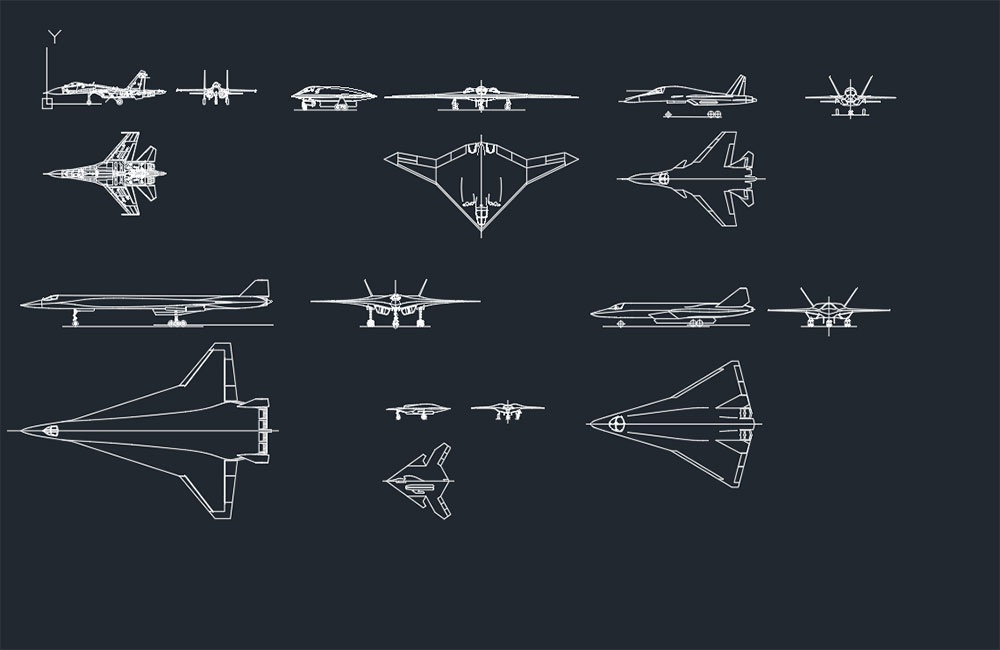 دانلود بلوک‌های CAD هواپیماهای نظامی DWG اتوکد | Military Aircrafts CAD Blocks