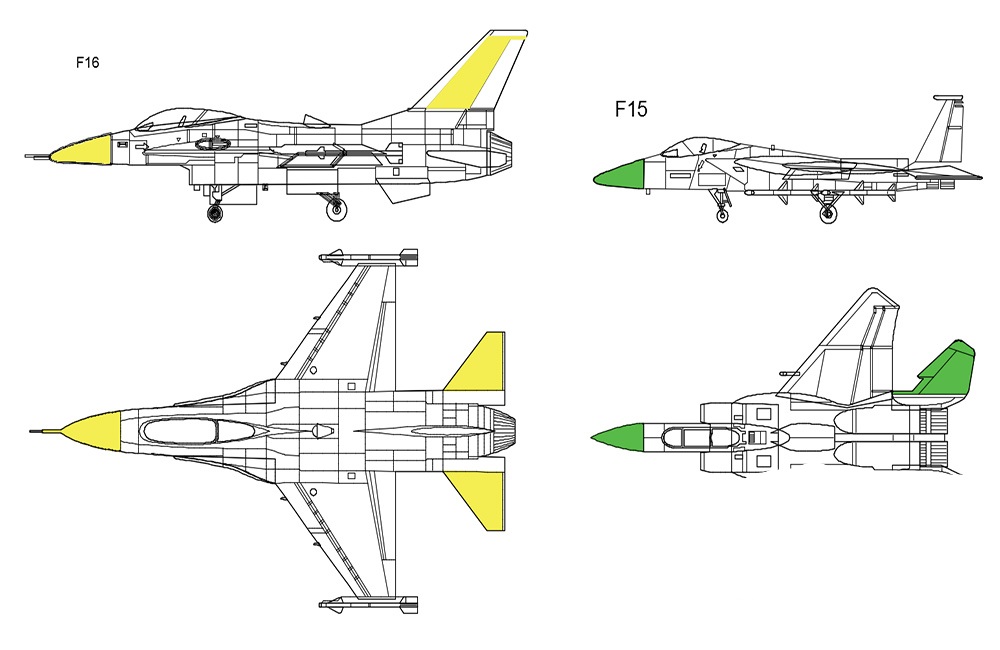 دانلود فایل اتوکد جنگنده‌های F-15 و F-16 DWG | F15 F16 Fighter DWG Download
