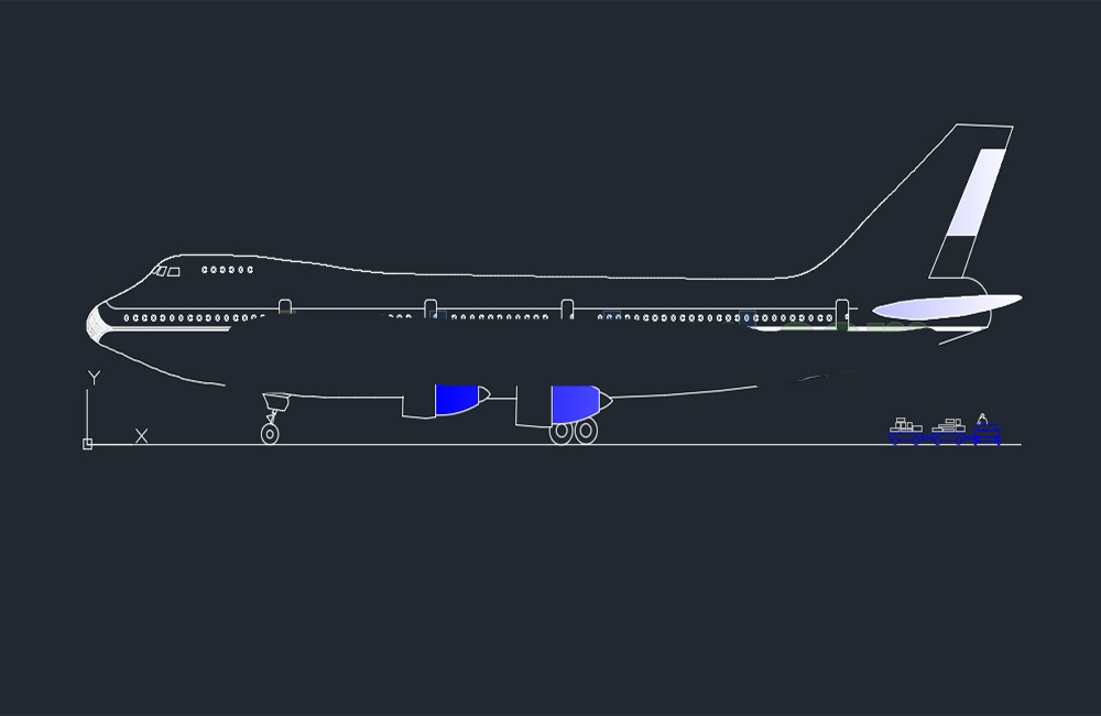 دانلود فایل اتوکد بوئینگ 747 جامبو جت DWG | Boeing 747 Jumbo Jet CAD Drawing