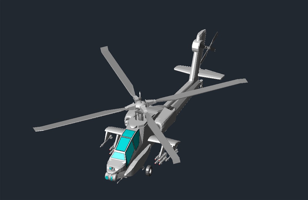 دانلود مدل سه‌بعدی هلیکوپتر DWG | 3D Helicopter Drawing AutoCAD Download