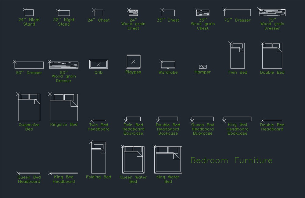دانلود نقشه مبلمان اتاق خواب DWG | Bedroom Furniture DWG Drawing AutoCAD