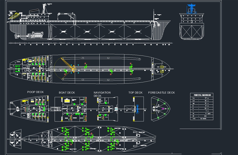 دانلود کشتی نفتکش رایگان DWG | Oil Tanker Ship Free AutoCAD Model