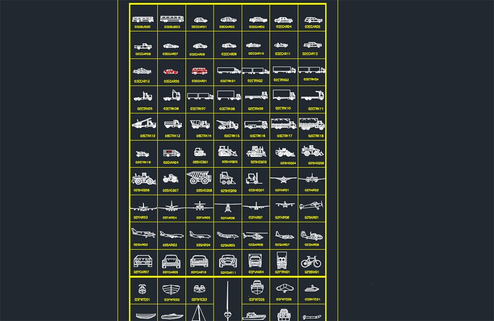 دانلود مجموعه انواع وسایل نقلیه بلوک CAD | Vehicle Types CAD Blocks DWG