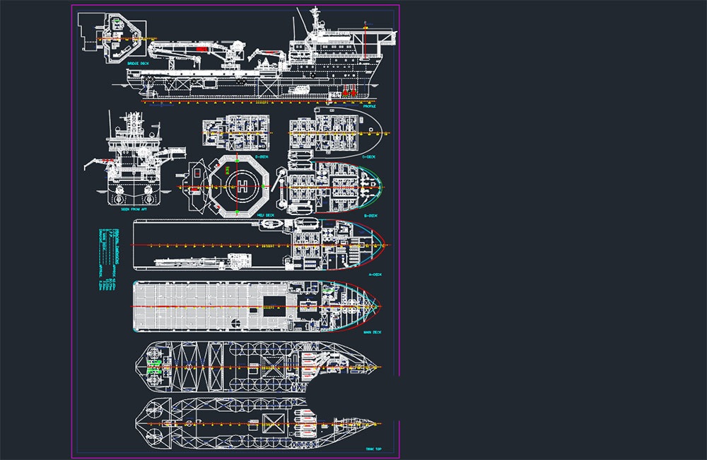 دانلود نقشه جزئیات کشتی نجات 92 متری DWG | Detail Drawing of 92m Rescue Ship AutoCAD