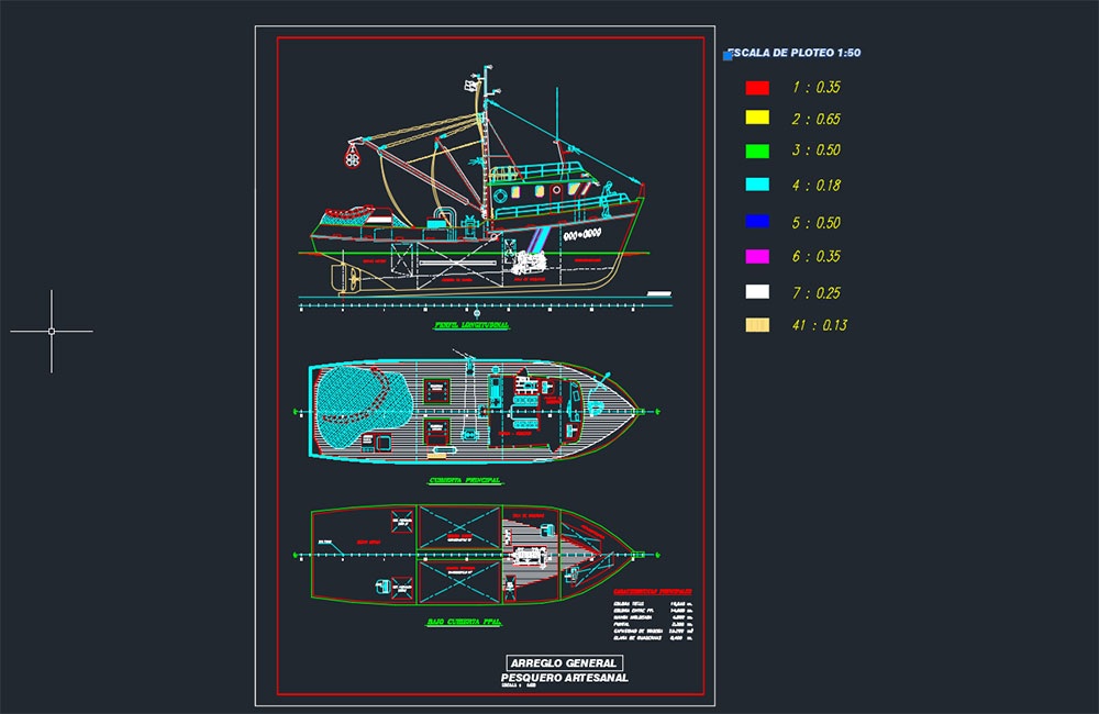 دانلود نقشه دیتیل کشتی ماهیگیری DWG | Fishing Ship Detail AutoCAD Drawing