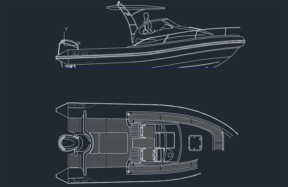 دانلود نقشه قایق موتوری DWG | Motor Boat AutoCAD Drawing Download