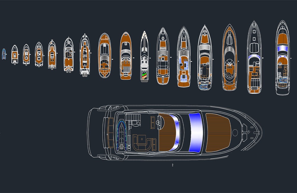 دانلود بلوک قایق و یات CAD | Boat and Yacht CAD Blocks AutoCAD DWG