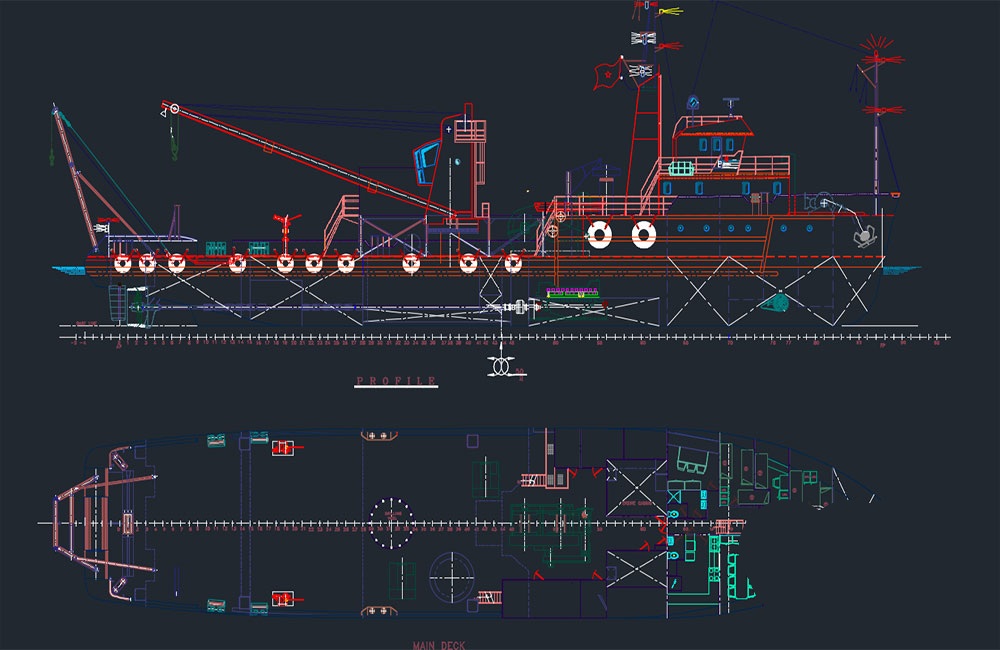 دانلود نقشه قایق Provider DWG | Provider Boat AutoCAD Drawings