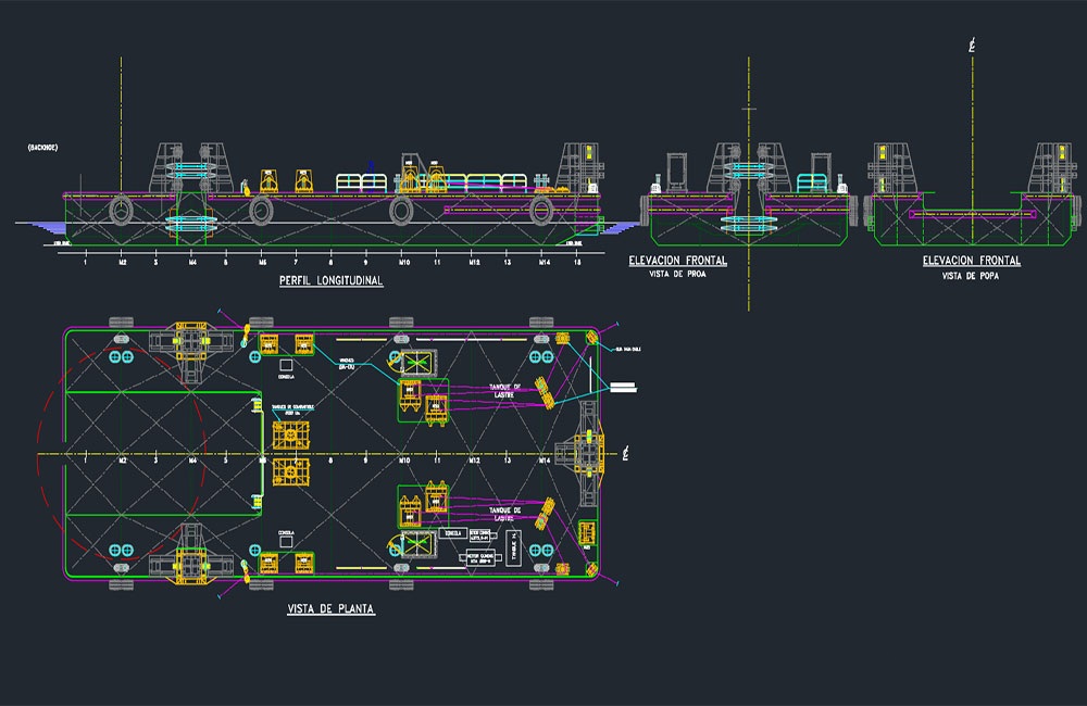 دانلود نقشه چیدمان قایق ماهیگیری DWG | Settlement of Fishing Boat AutoCAD Drawings
