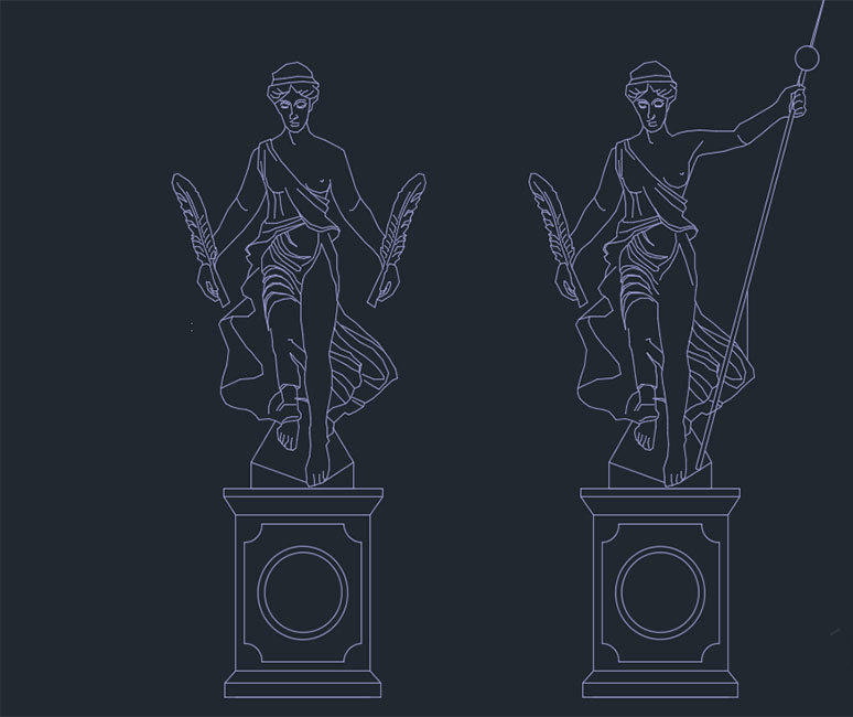 دانلود فایل اتوکد طراحی مجسمه دوقلو (Twin Sculpture DWG Drawing) برای AutoCAD