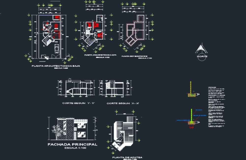 دانلود پروژه معماری خانه مسکونی دو طبقه DWG | Two Storey Residential House Architectural Project