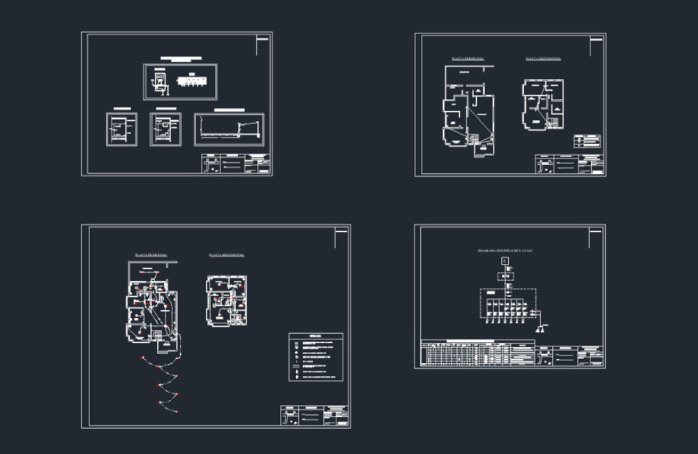 دانلود نقشه برق و سیم‌کشی خانه دوبلکس DWG | Duplex House Electrical Plan and Wiring Blueprint