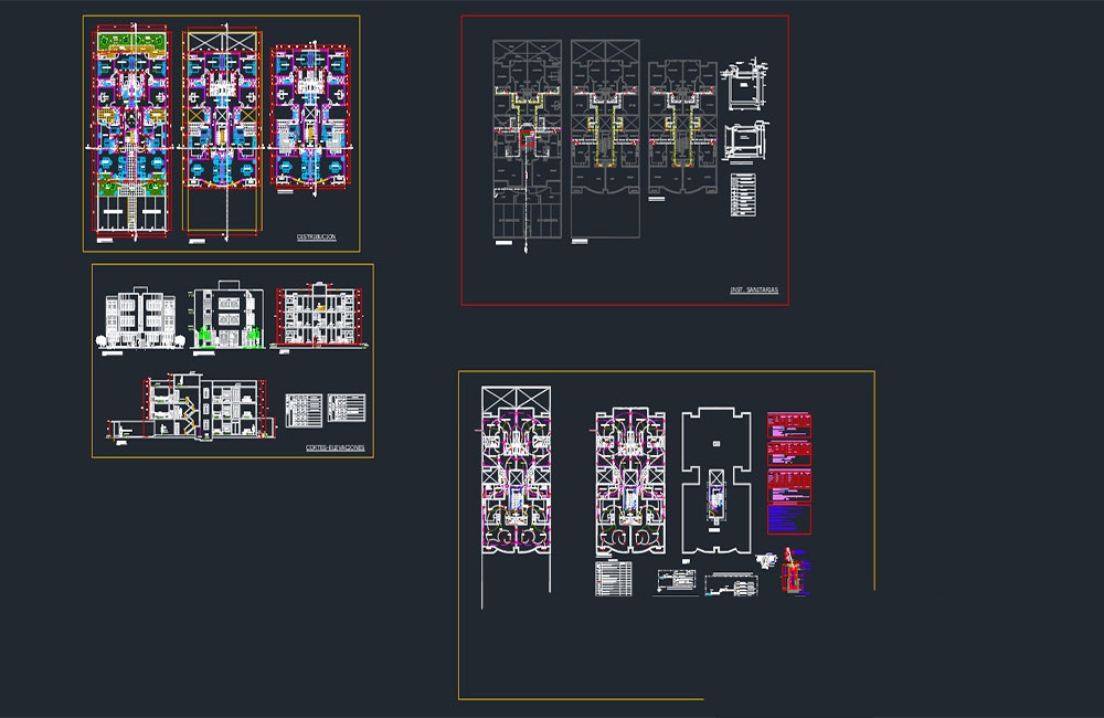دانلود نقشه برق معماری ساختمان مسکونی 3 طبقه DWG | Residential Project 3 Storey Electrical Architecture