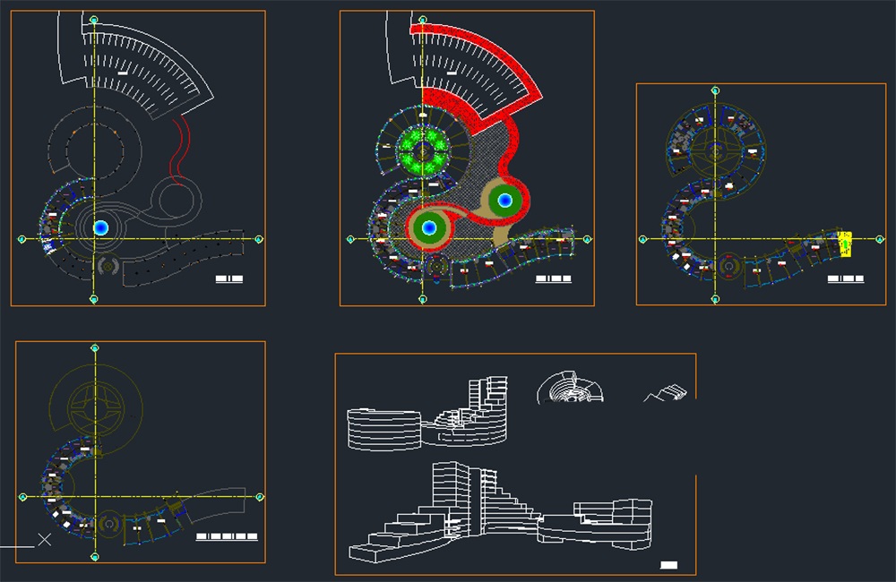 دانلود پلان معماری مرکز تجاری اداری DWG | Business Center Commercial Architecture Plan