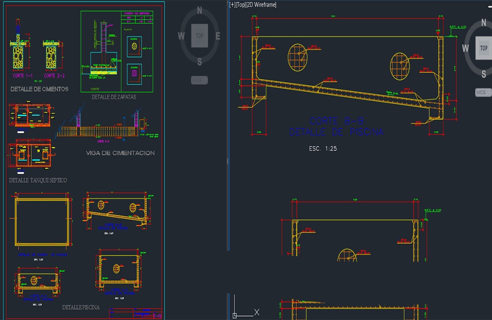 دانلود پروژه فونداسیون استخر و خانه ساحلی DWG | Beach House Swimming Pool Foundation Project