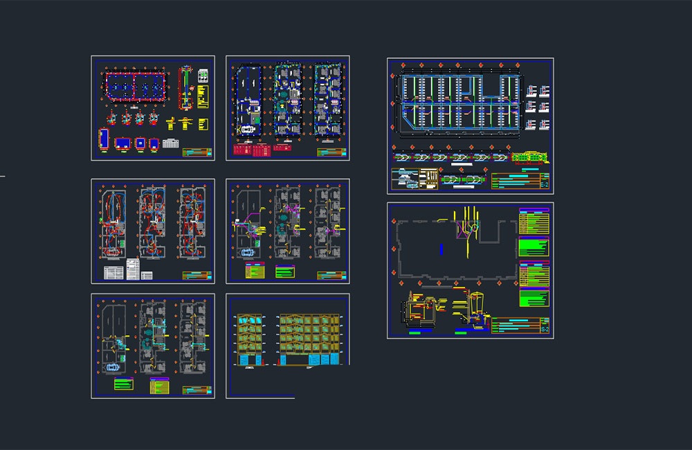 دانلود پروژه کامل تأسیسات برق مجتمع مسکونی DWG | Multi Family Residential Electrical Architecture Project