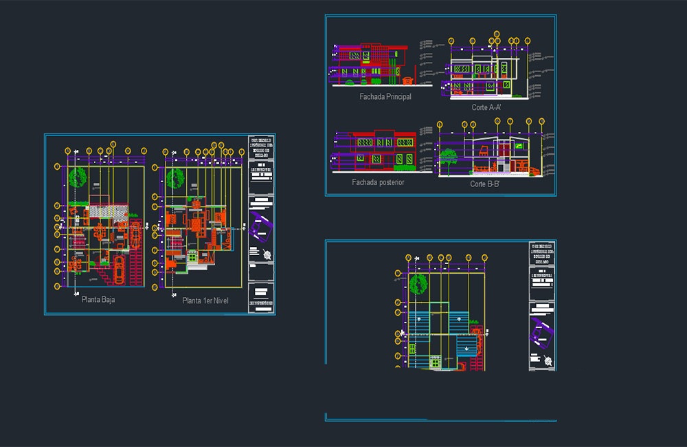 دانلود نقشه خانه نیمه‌مسکونی DWG | Semi Residential House Drawing Project