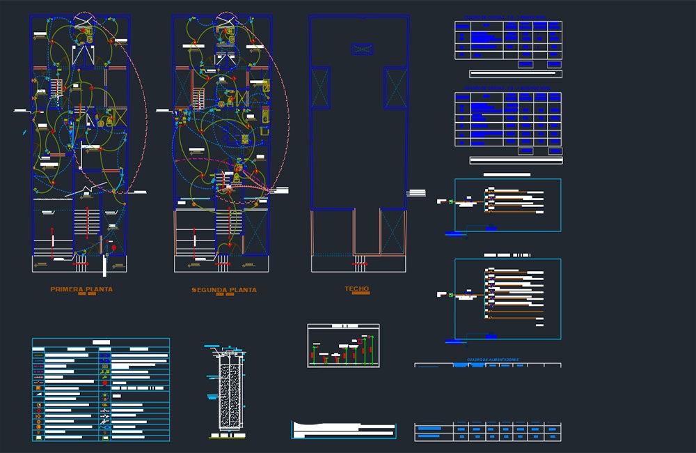 دانلود نقشه تأسیسات برق یک خانه DWG | Electrical Installations of a House