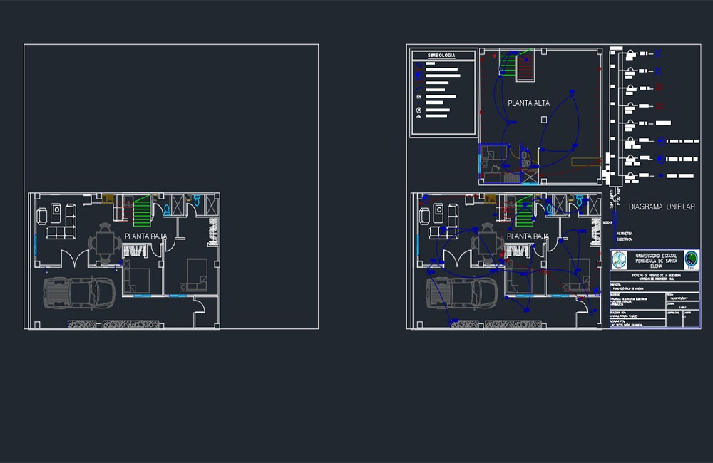 دانلود نقشه تأسیسات برق ساختمان مسکونی DWG | Home Electrical Installations Plan
