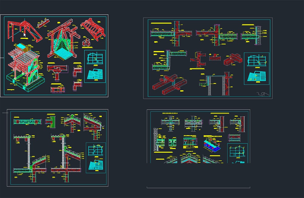 دانلود دیتیل‌های سازه چوبی DWG | House Wood Frame Details Drawings