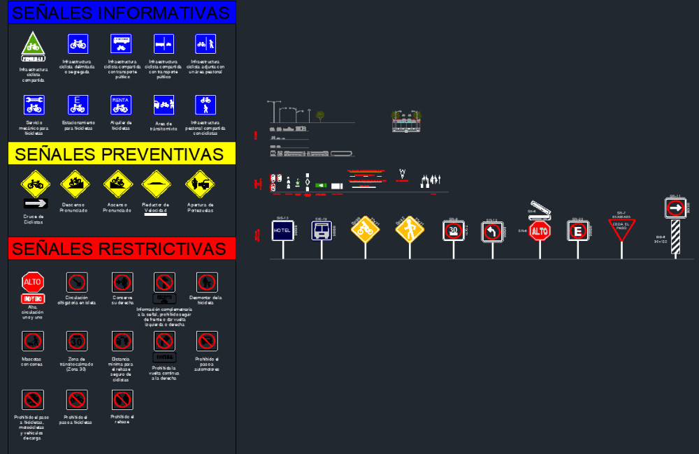  دانلود فایل طبقه‌بندی و معانی علائم ترافیکی (Traffic Signs Classification And Meanings) برای AutoCAD