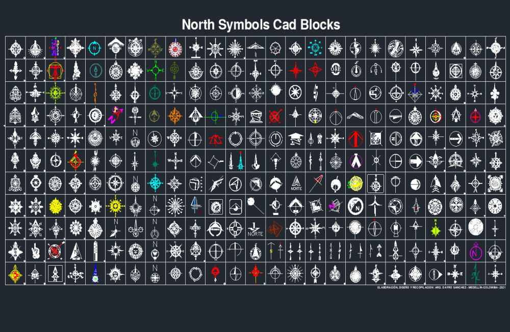 دانلود بلوک‌های CAD نمادهای شمال (North Symbols Cad Blocks) برای AutoCAD