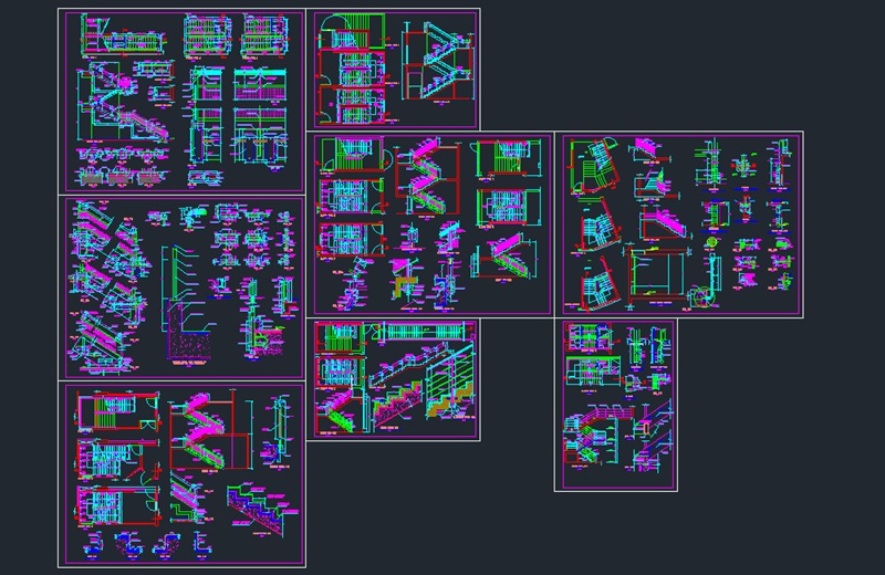 دانلود فایل اتوکد نقشه‌های معماری و سازه‌ای اجرای راه‌پله DWG برای AutoCAD