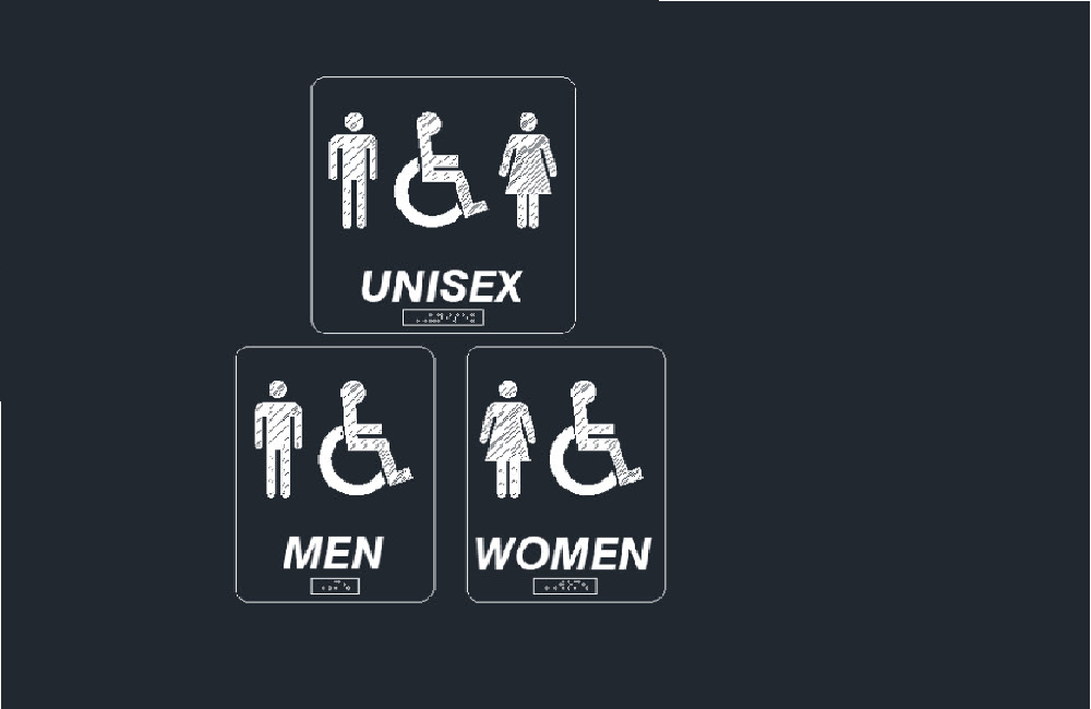 دانلود فایل DWG علائم سرویس بهداشتی قابل دسترس (Accessible Restroom Signage) برای AutoCAD
