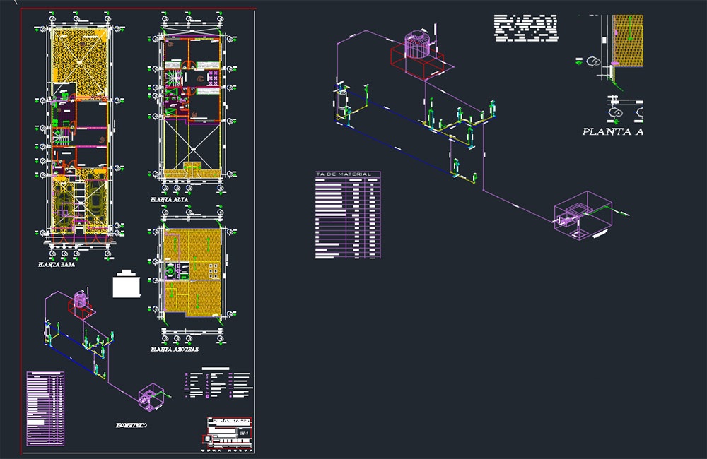 دانلود پروژه تأسیسات هیدرولیک خانه ویلایی DWG | Hydraulic Installations of Single-Family Housing