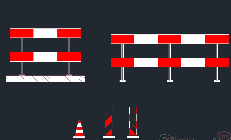 دانلود فایل DWG علائم ترافیکی و حصار (Traffic Signs Dwg Fence) برای AutoCAD