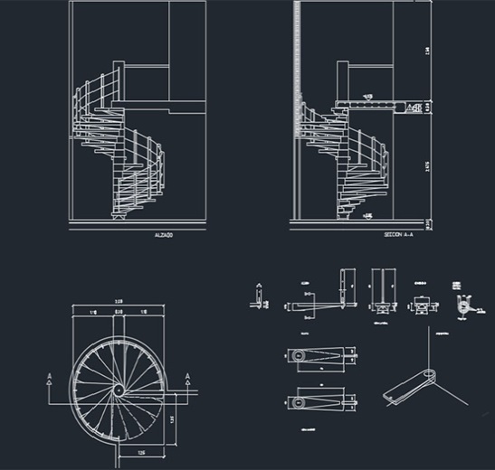دانلود فایل اتوکد پله حلزونی شکل DWG برای AutoCAD