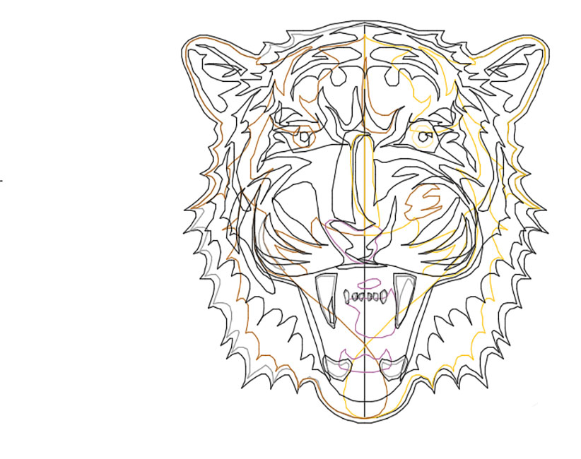 دانلود بلوک اتوکد صورت ببر (Tiger Face Autocad Block) برای AutoCAD