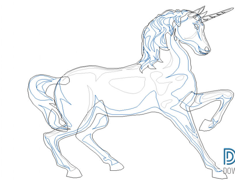 دانلود طرح اتوکد اسب تک‌شاخ (Unicorn Horse Dwg) برای AutoCAD