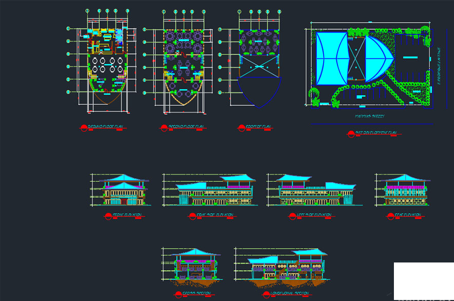 پروژه اتوکد مرکز قهوه رستوران (Restaurant Coffee Center Dwg Project) برای AutoCAD