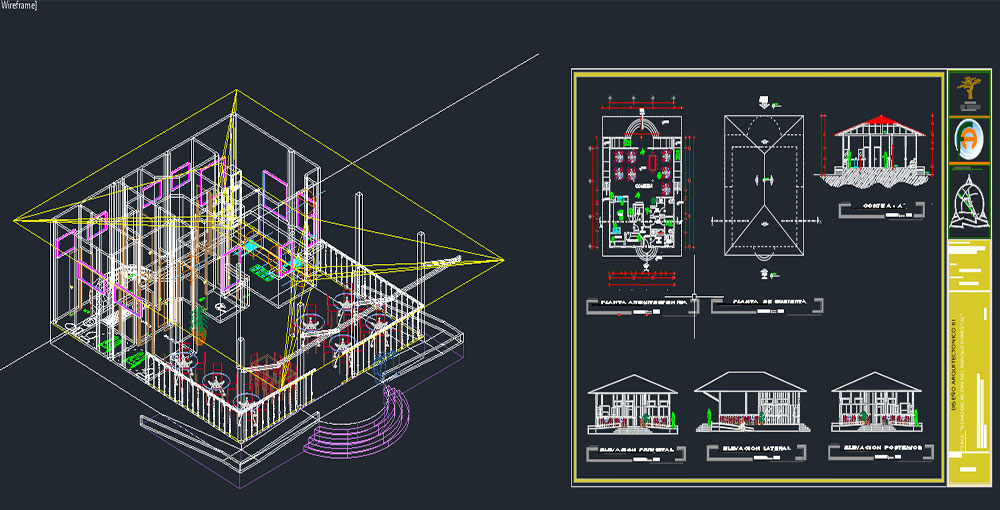 پروژه اتوکد دو و سه بعدی رستوران (Restaurant 3D And 2D Dwg Project) 