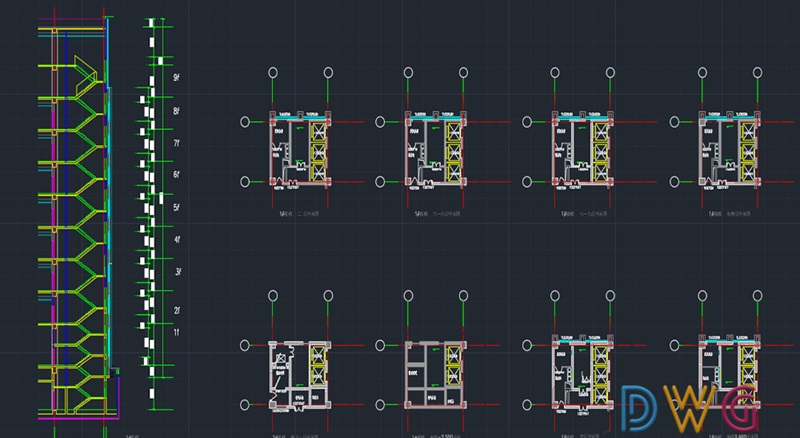 دانلود فایل نقشه اتوکد جزئیات پله و آسانسور | Elevator Staircase DWG Detail