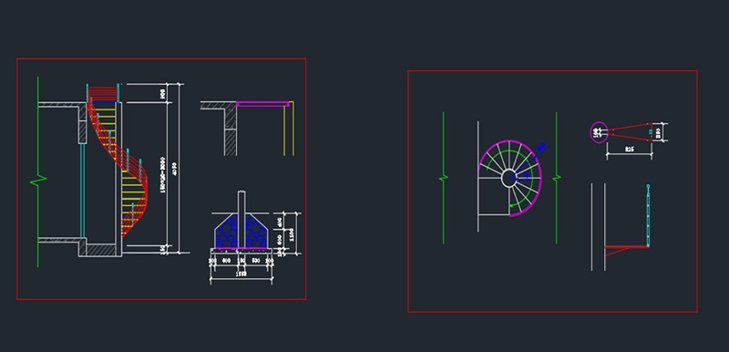 دانلود فایل نقشه اتوکد پله مارپیچ | Spiral Staircase DWG Download 2