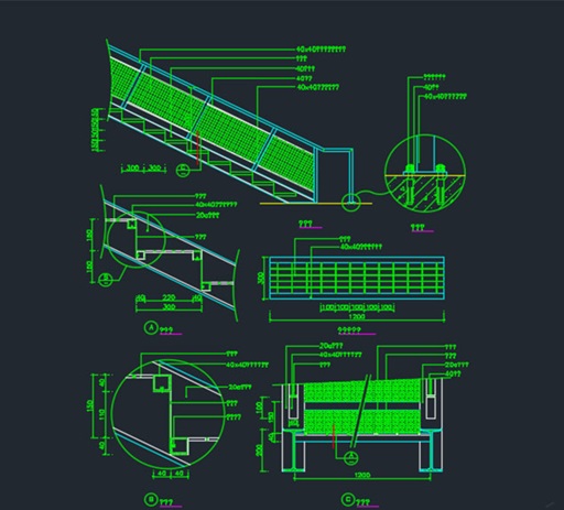 دانلود فایل نقشه اتوکد جزئیات پله | Staircase DWG Detail Drawing