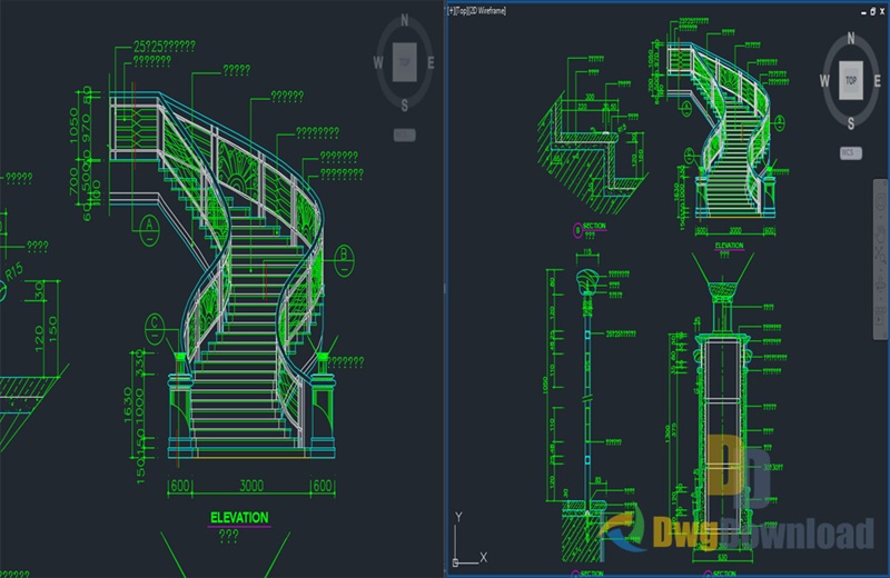 دانلود فایل نقشه اتوکد جزئیات پله | Stairs Detail Drawing DWG Download