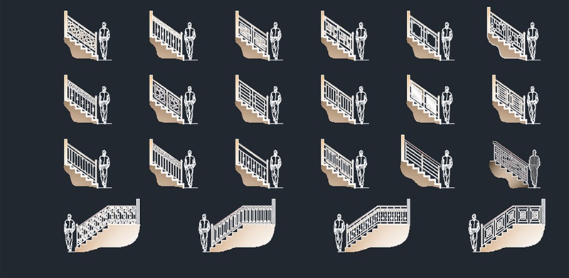 دانلود فایل نقشه بلاک اتوکد نرده و هندریل | Handrails CAD Blocks DWG Download