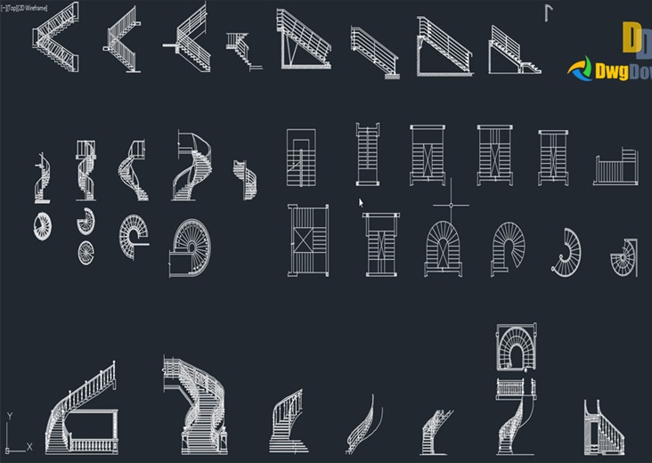 دانلود فایل نقشه بلاک اتوکد پله | Stairs CAD Blocks DWG Download