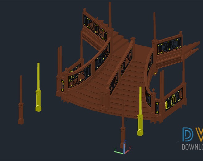 دانلود فایل مدل سه بعدی راه‌پله داخلی عرشه تایتانیک | Titanic Deck Interior Stairwell 3D Model