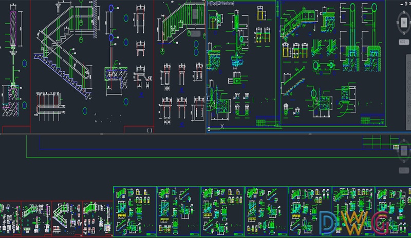 دانلود فایل نقشه بلاک‌های اتوکد جزئیات پله | Mega Staircase Detail CAD Blocks DWG