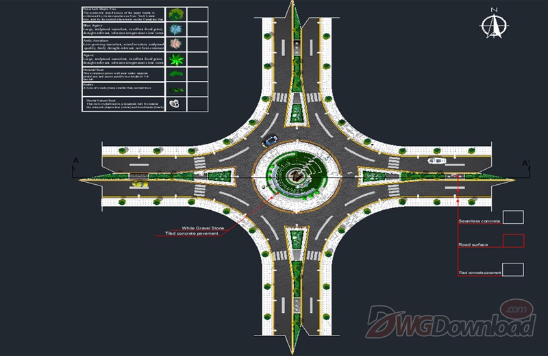 دانلود فایل نقشه اتوکد طراحی تقاطع میدان | Roundabout Intersection Design